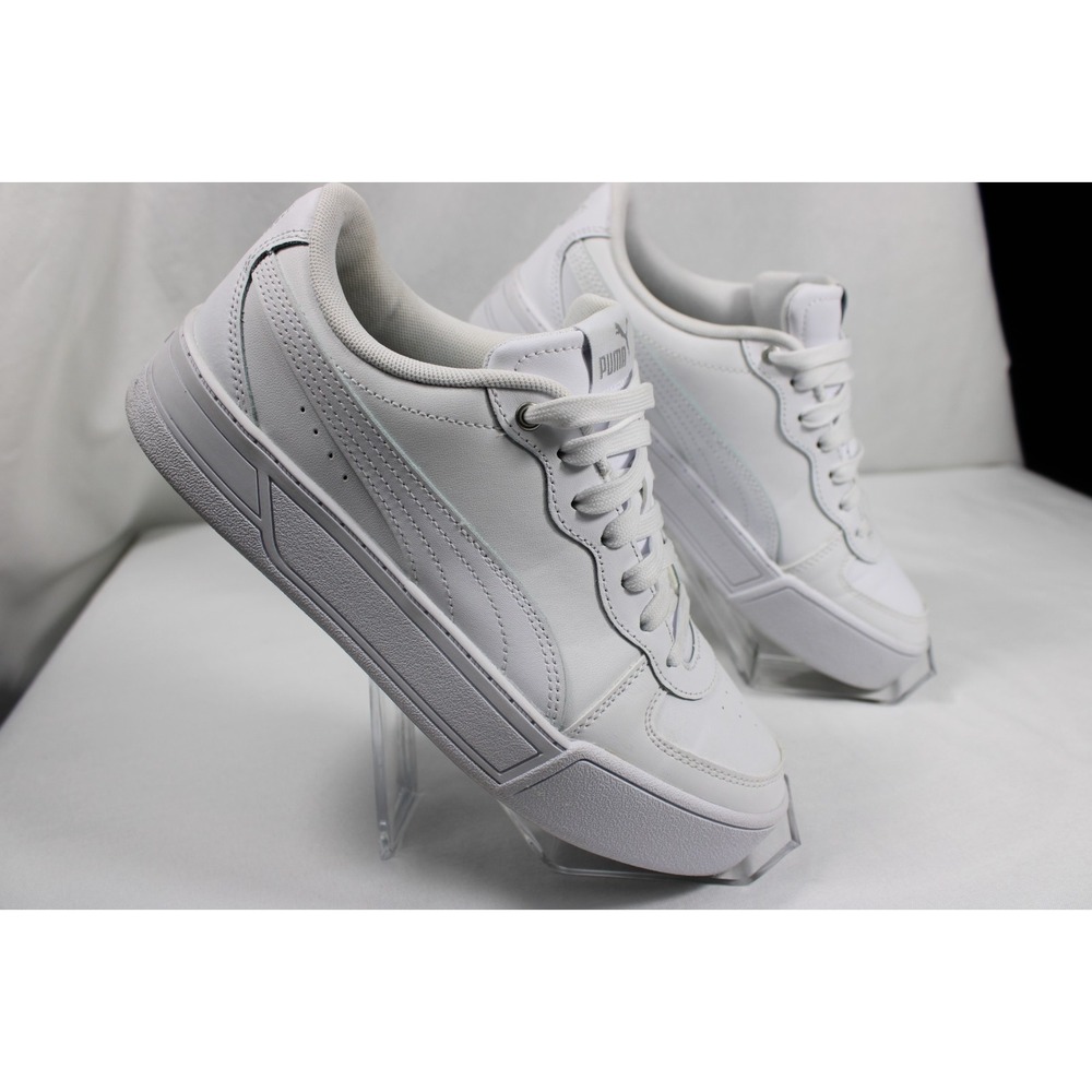 PUMA Carina Platform Sneakers Women's 8.5 White Leather Shoes 374764‑01